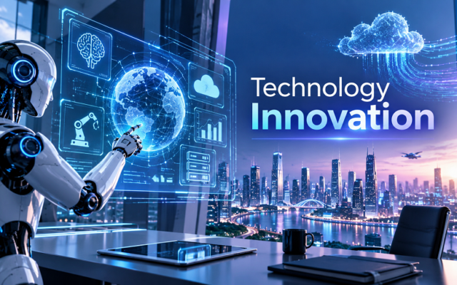 Futuristic Technology Innovation Workspace